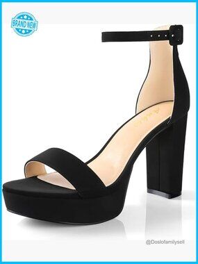 Chunky Platform Heels - 4 Inch Block Heeled Sandals - Strappy Open Toe - Padded